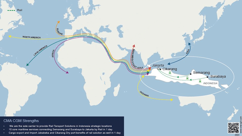 CMA CGM offers rail transport solution in Indonesia  