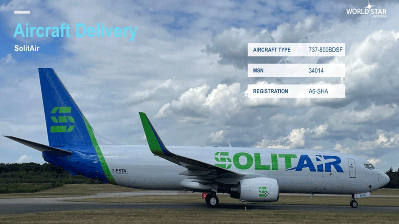 WSA delivers first of several committed 737-800 freighters to SolitAir